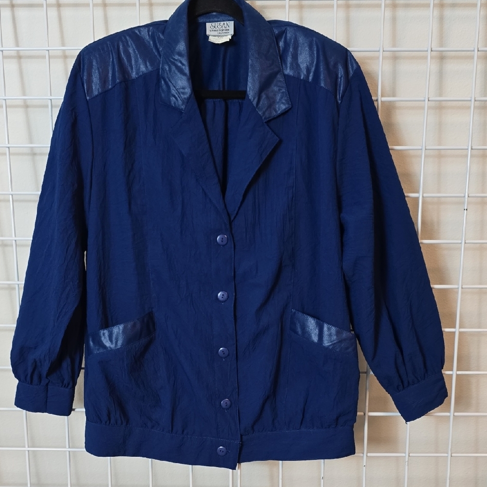 Vintage 90's Susan Christopher‎ California Navy Blue Women's Jacket Size Small